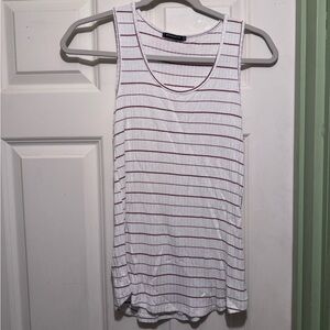 Staccato Pink Striped White Tank Top